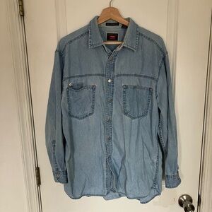 🎉 3/$15 Mens Wrangler Denim Button Up L